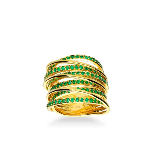 Anell Creuat Grau Or Rosa y maragdes– Joieria Online Grau