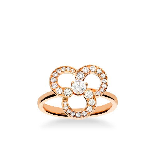 Anell Grau Flor Diamants i Or Rosa