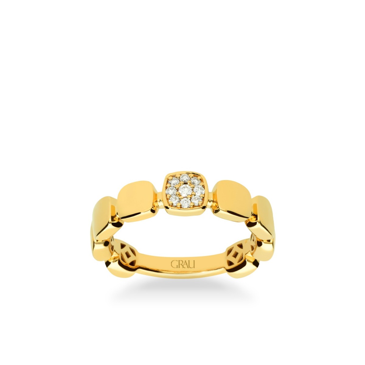 Aliança 3/4 Grau Plaques Or Groc i Diamants