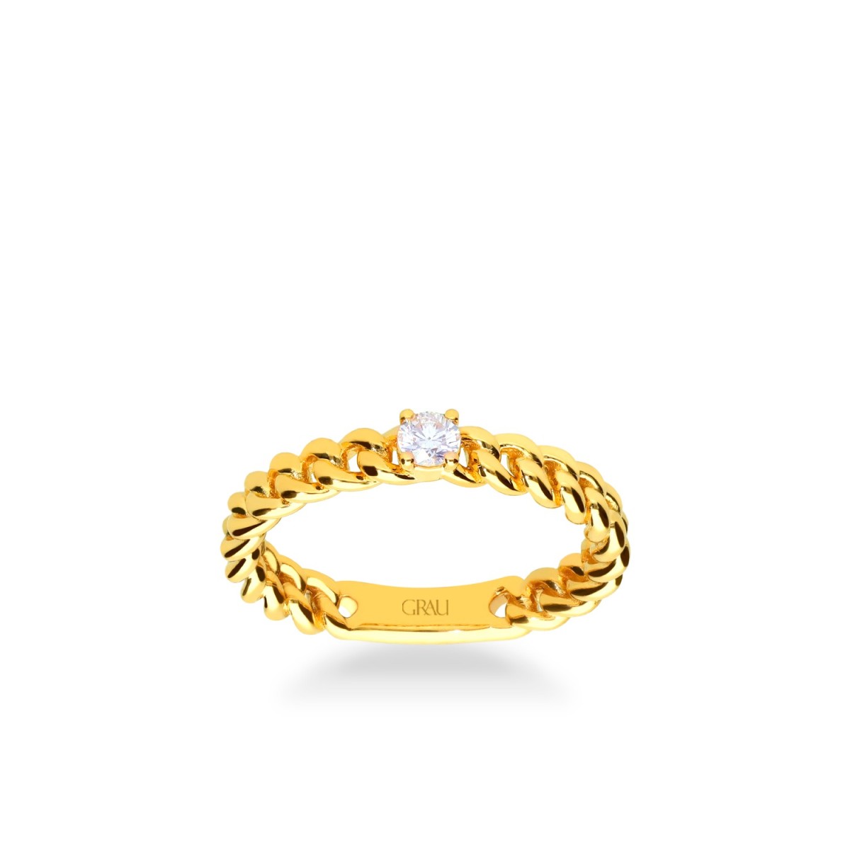 Anillo Grau Cadena Barbada Oro Amarillo