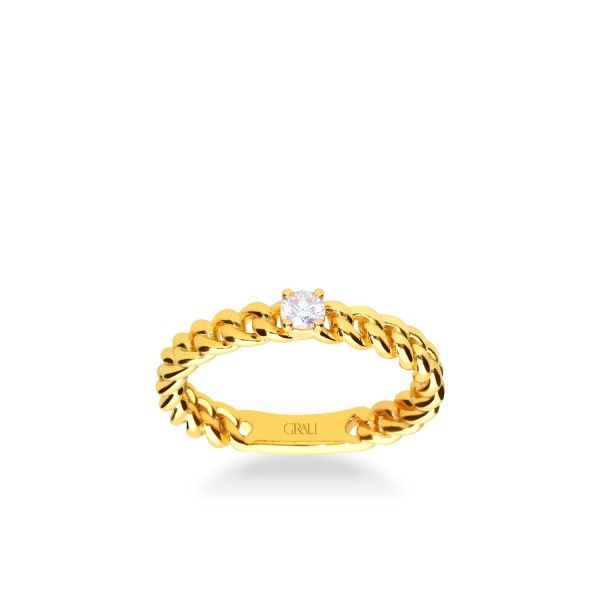 Anillo Grau Cadena Barbada Oro Amarillo