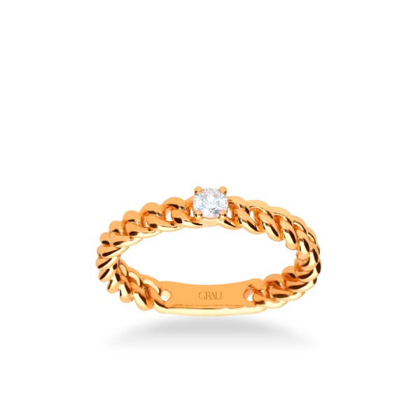 Anillo Grau Cadena Barbada Oro Rosa