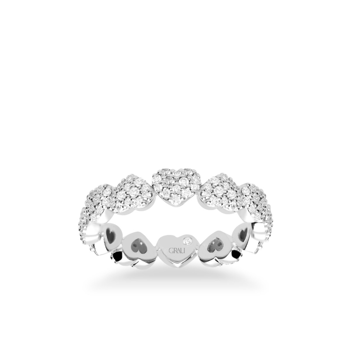 Alianza Grau 3/4 Corazón Oro Blanco y Diamantes