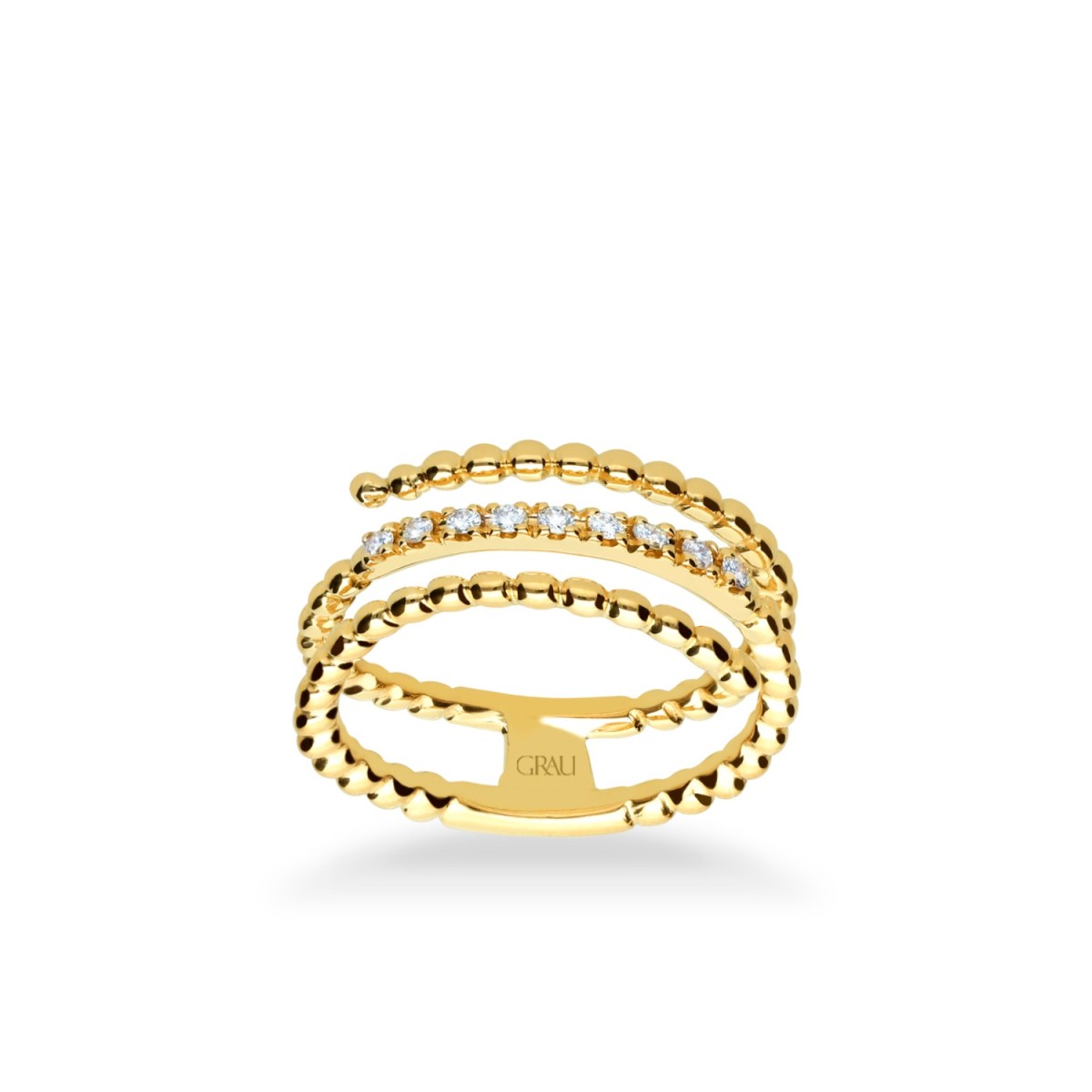 Anillo Tres Aros Bollicine Oro Amarillo y Diamantes