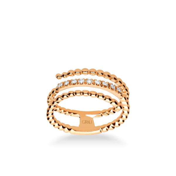 Anell Tres Aros Bollicine Or Rosa i Diamants