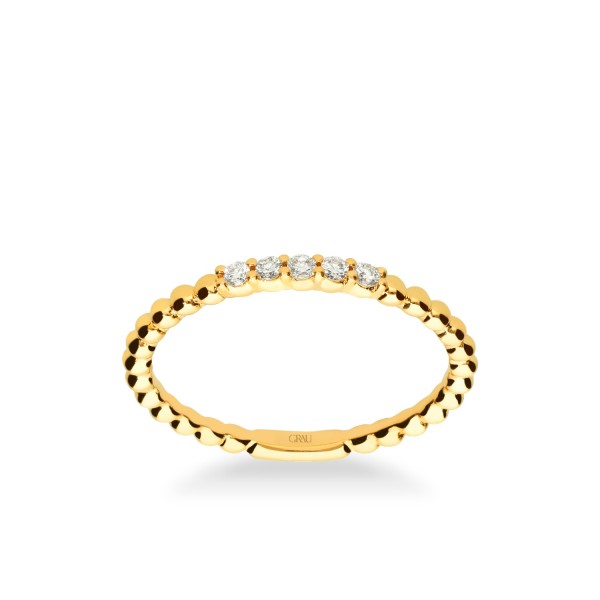 Anillo Fino Bollicine Oro Amarillo y Diamantes