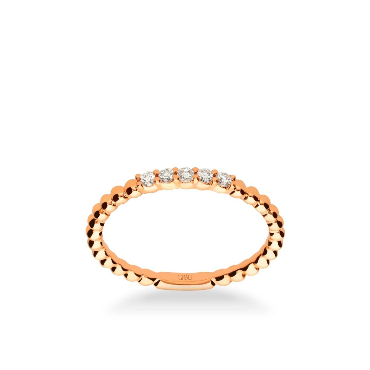 Anillo Fino Bollicine Oro Rosa y Diamantes