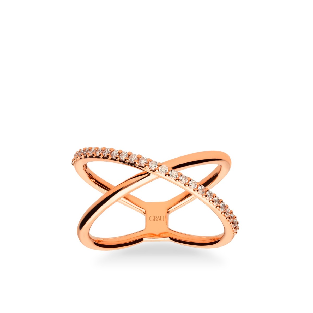 Grau Yellow Gold and Diamond Crossed Ring