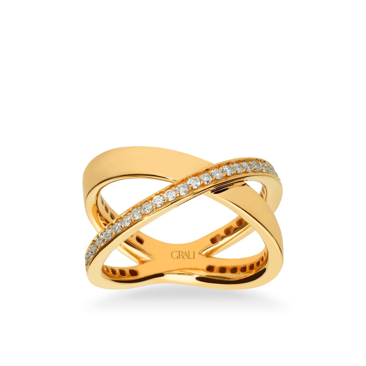 Anillo Cruzado Oro Amarillo y Diamantes