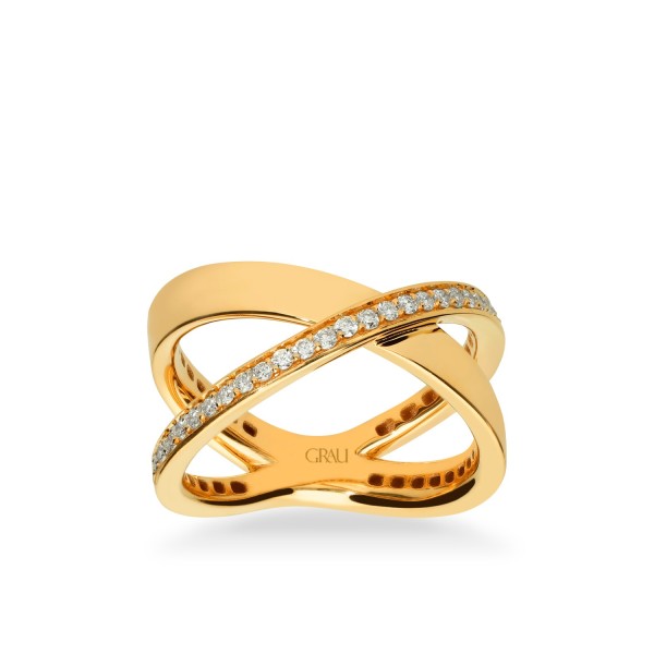 Anillo Cruzado Oro Amarillo y Diamantes
