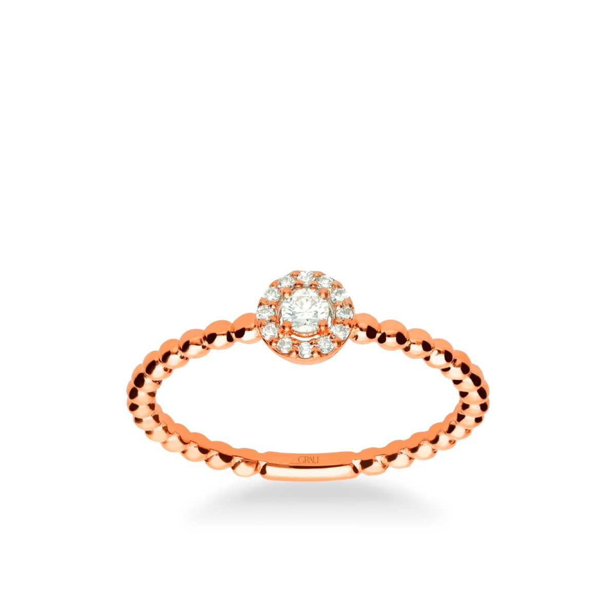 Anillo Rosetón Bollicine Oro Rosa y Diamantes