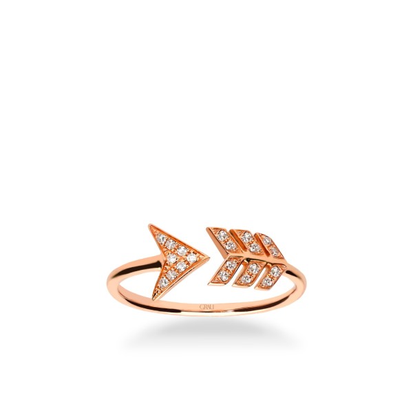 Anillo Abierto Grau con Flecha Oro Rosa y Diamantes