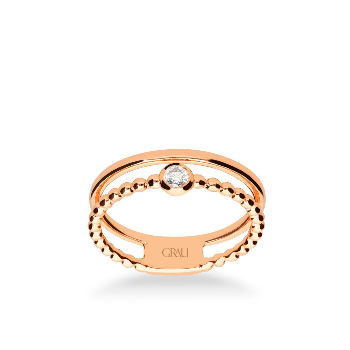 Anillo Doble Bollicine Oro Rosa y Diamante