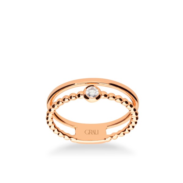 Anillo Doble Bollicine Oro Rosa y Diamante