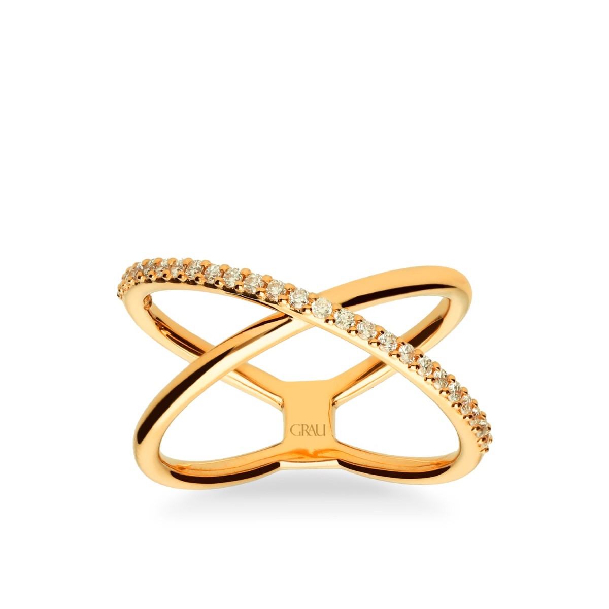 Anillo Grau Cruzado Oro Amarillo y Diamantes