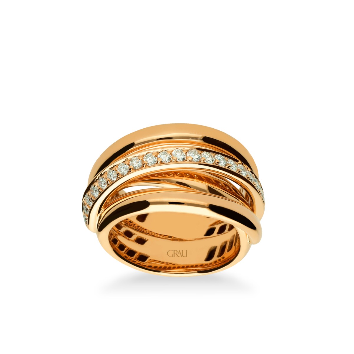 Anillo Aros Oro Rosa y Diamantes