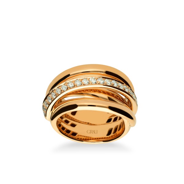 Anillo Aros Oro Rosa y Diamantes