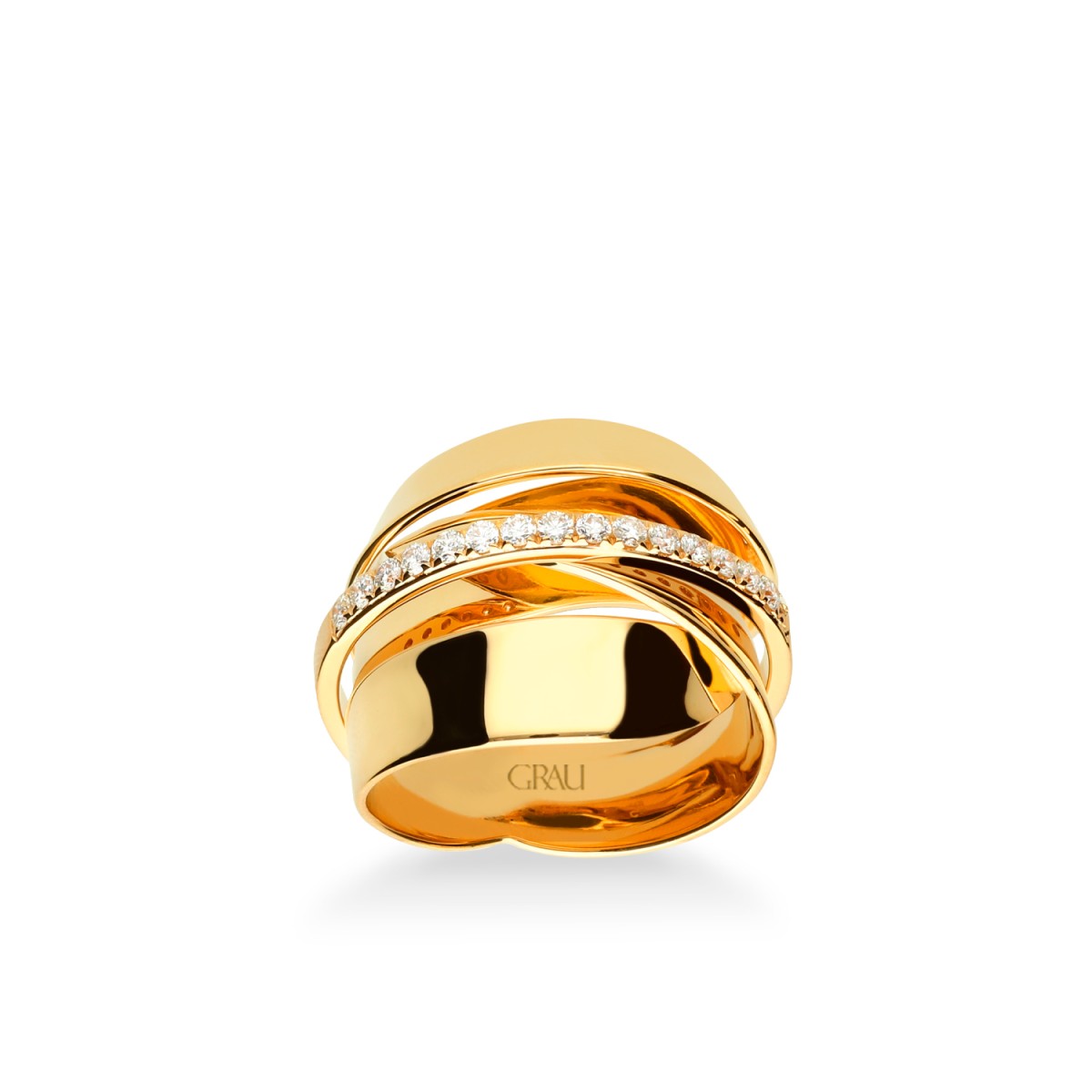 Anillo Aros Oro Amarillo y Diamantes