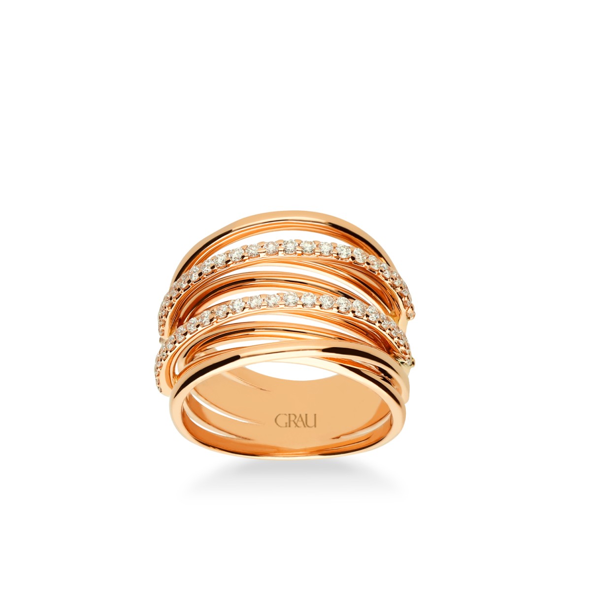 Anillo Hilos Oro Rosa y Diamantes