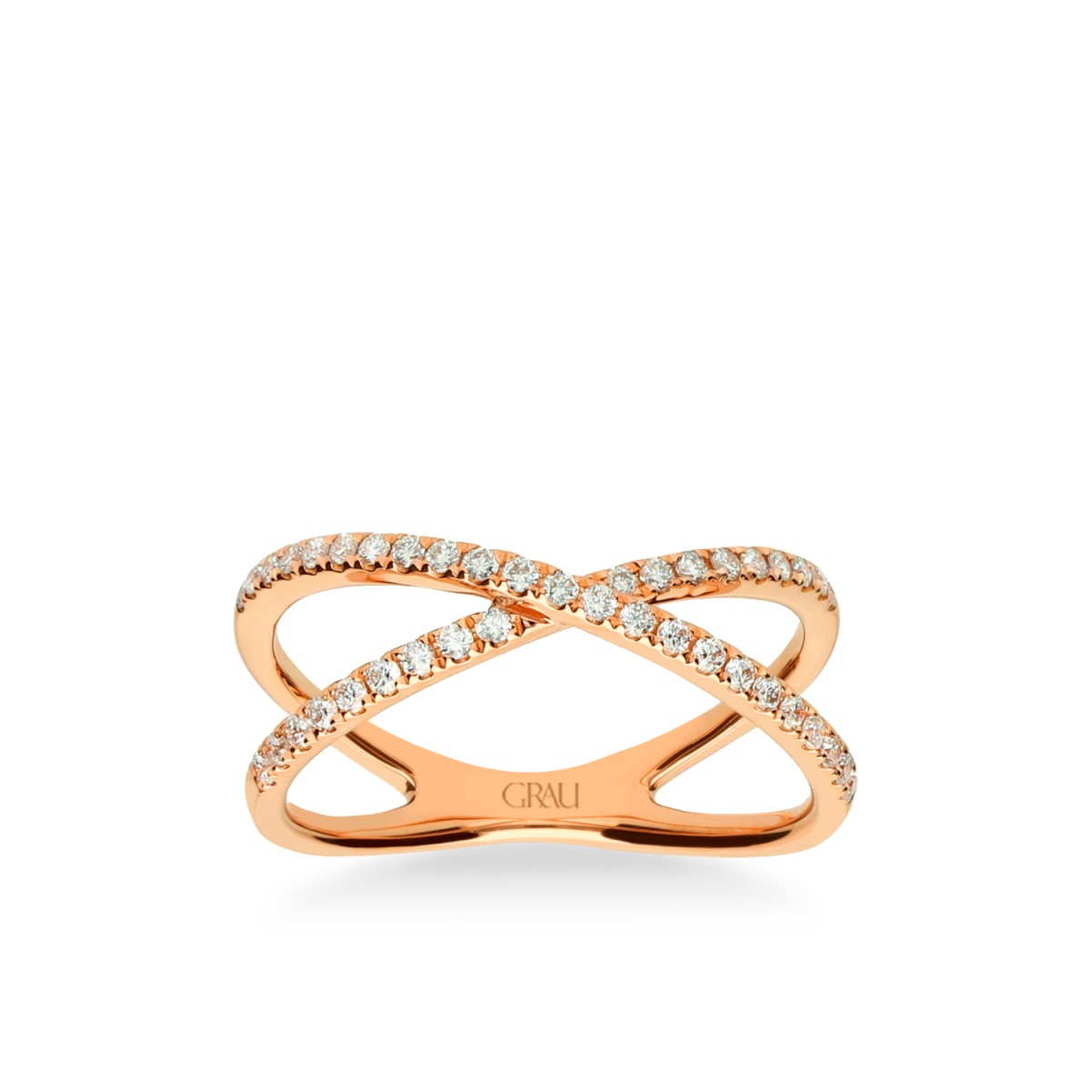 Anillo Doble Cruzado Oro Rosa y Diamantes