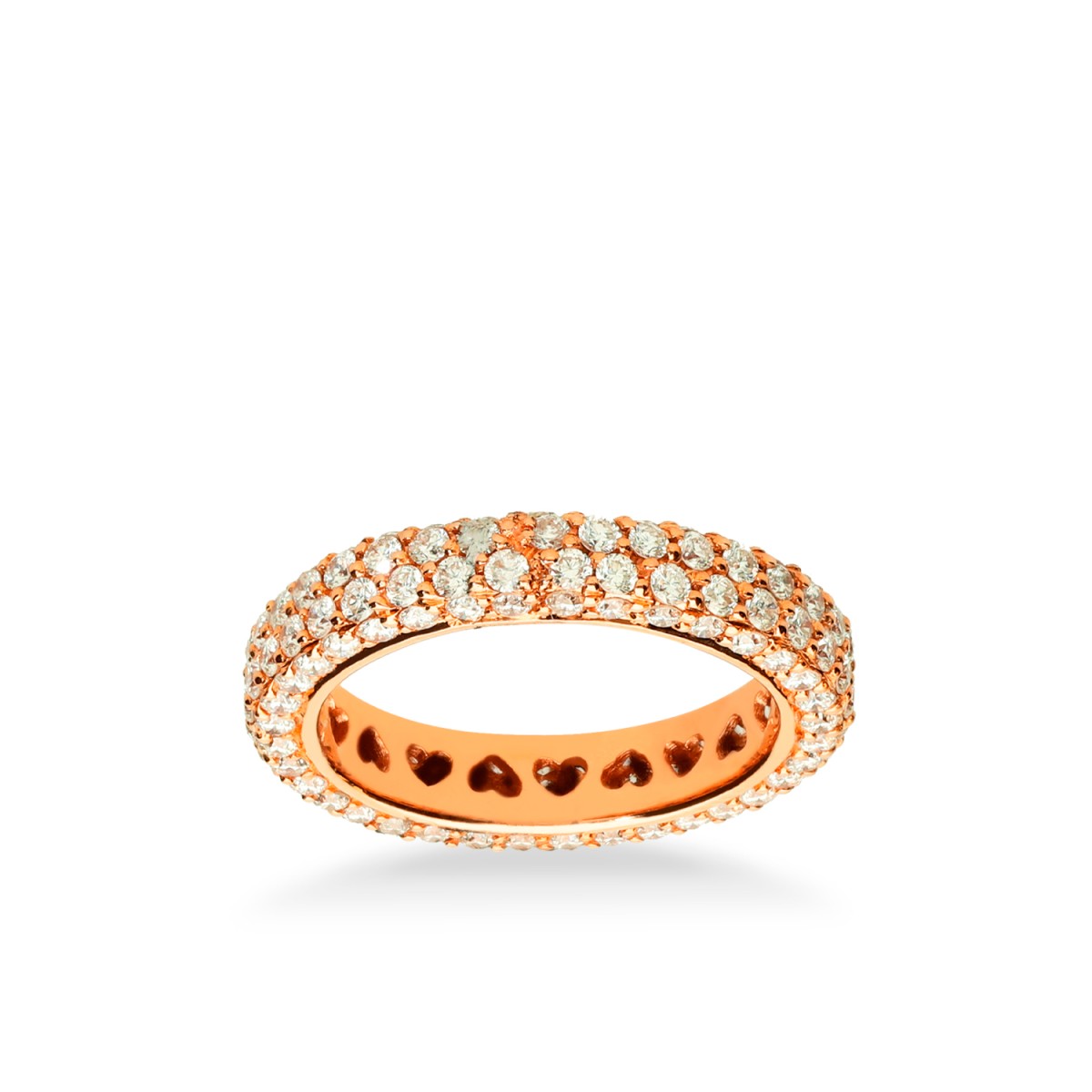 Anillo Oro Rosa Doble Tira de Diamantes