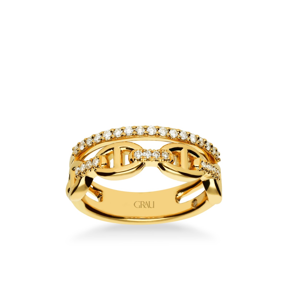 Anillo Doble Aro Calabrote Grau ½ Alianza Oro Amarillo y Diamantes