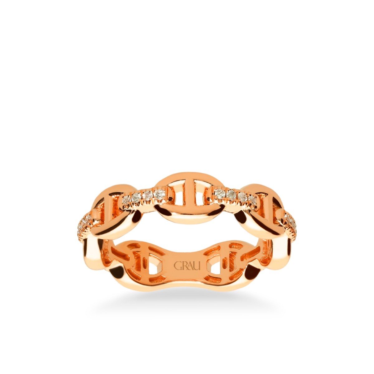 Anillo Calabrote Oro Rosa y Diamantes