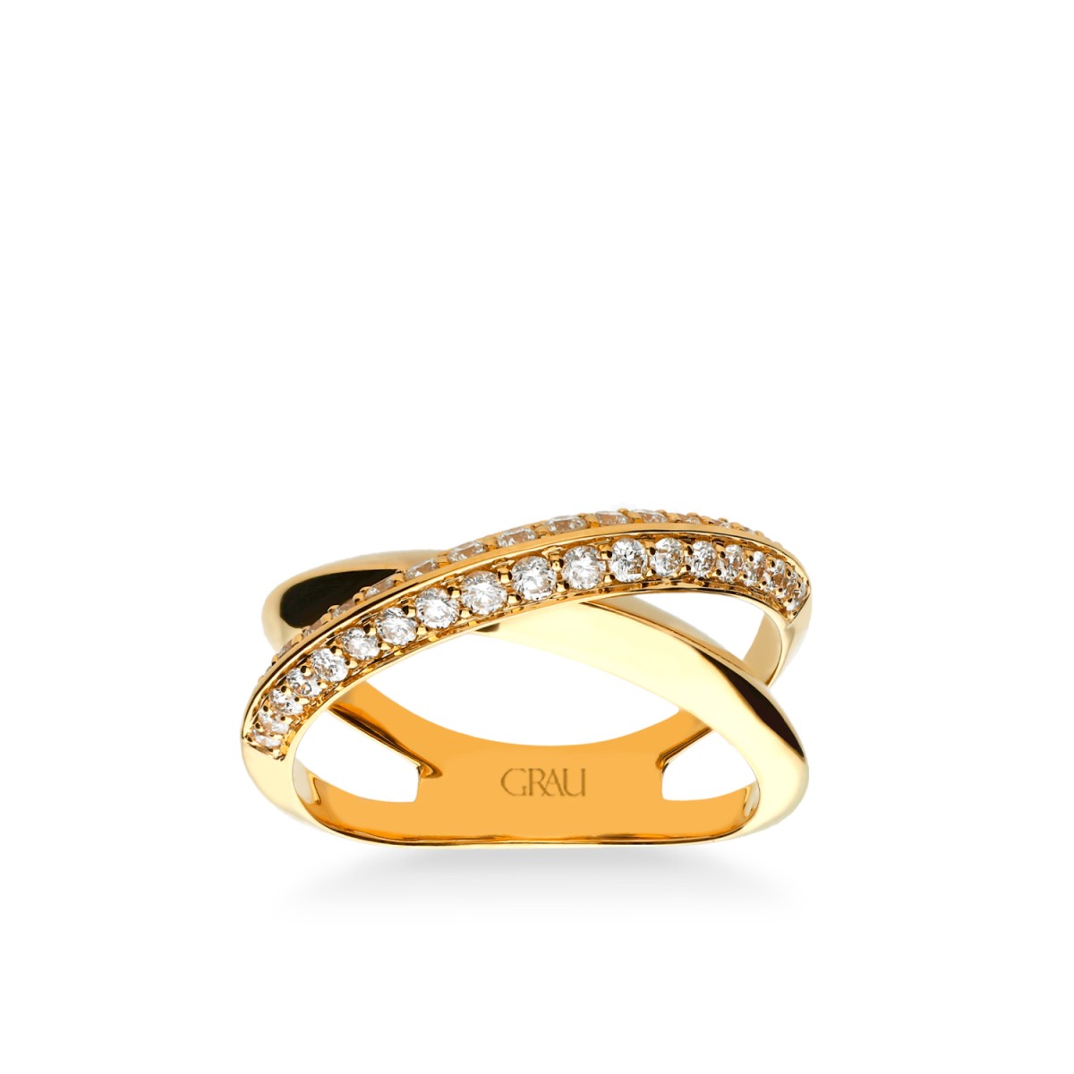 Anillo Grau Cruzado Oro Amarillo y Diamantes