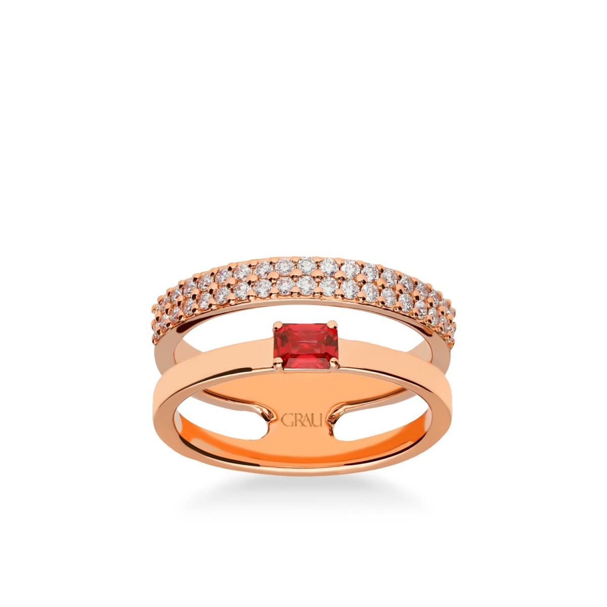 Anell Doble Diamants i Rubí