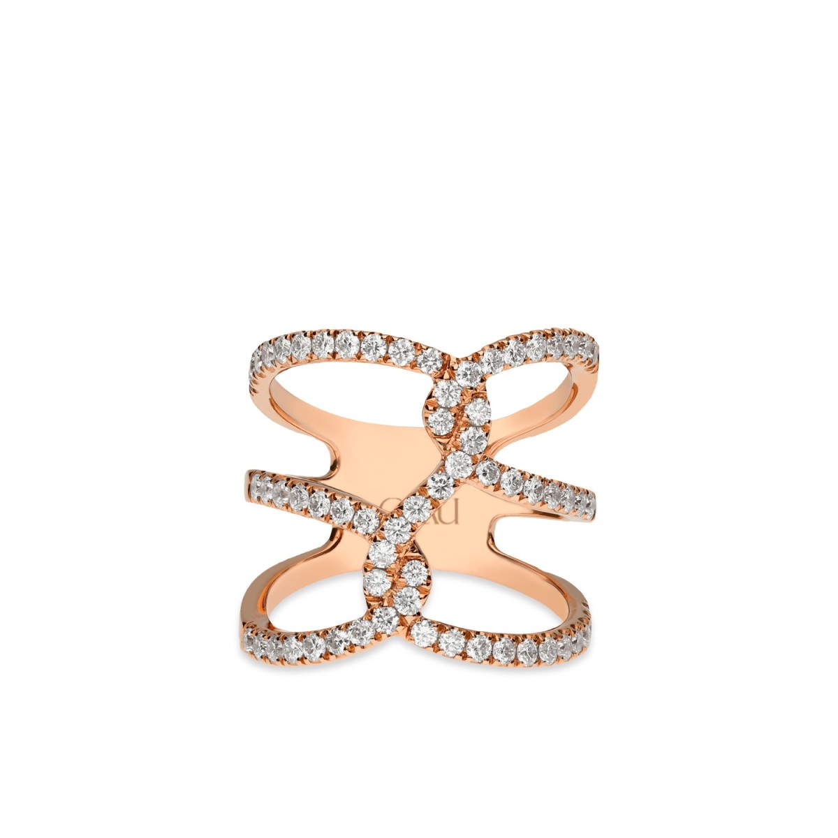 Anillo Entrelazado de Diamantes Oro Rosa GRAU