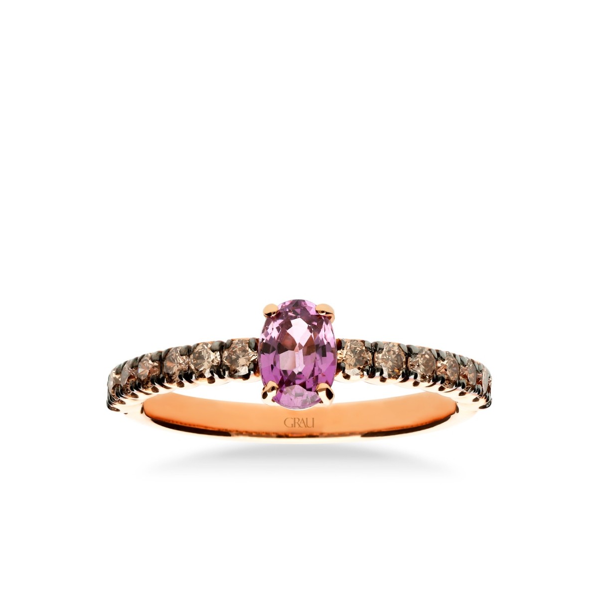 Ring Grau Pink Sapphire and Brown Diamonds
