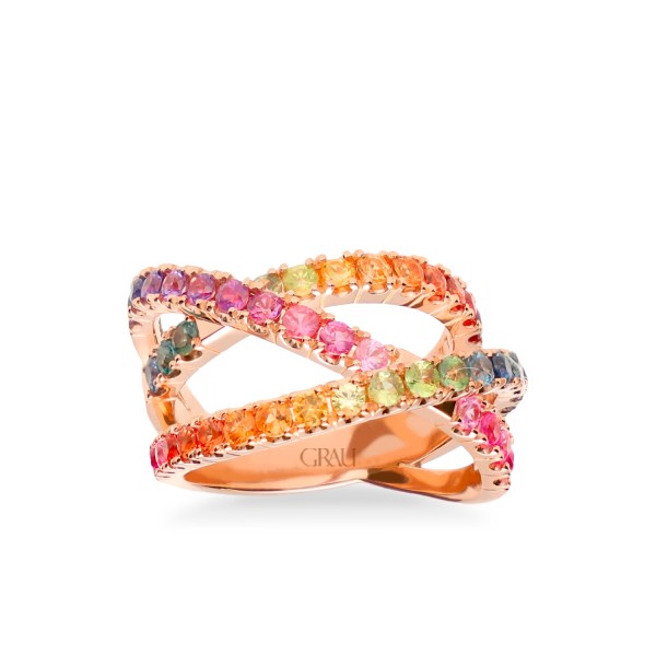 Pink gold Rainbow ring Grau
