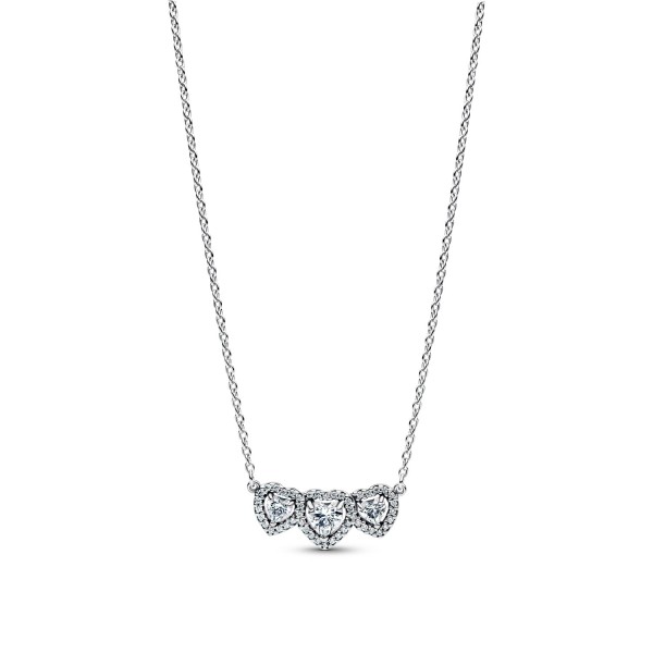 Pandora Triple Halo Heart Necklace