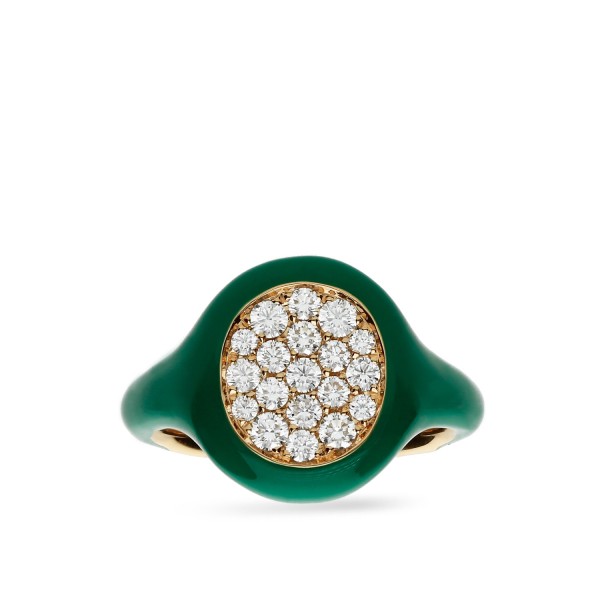 Green Seal and Pavé Diamonds Ring