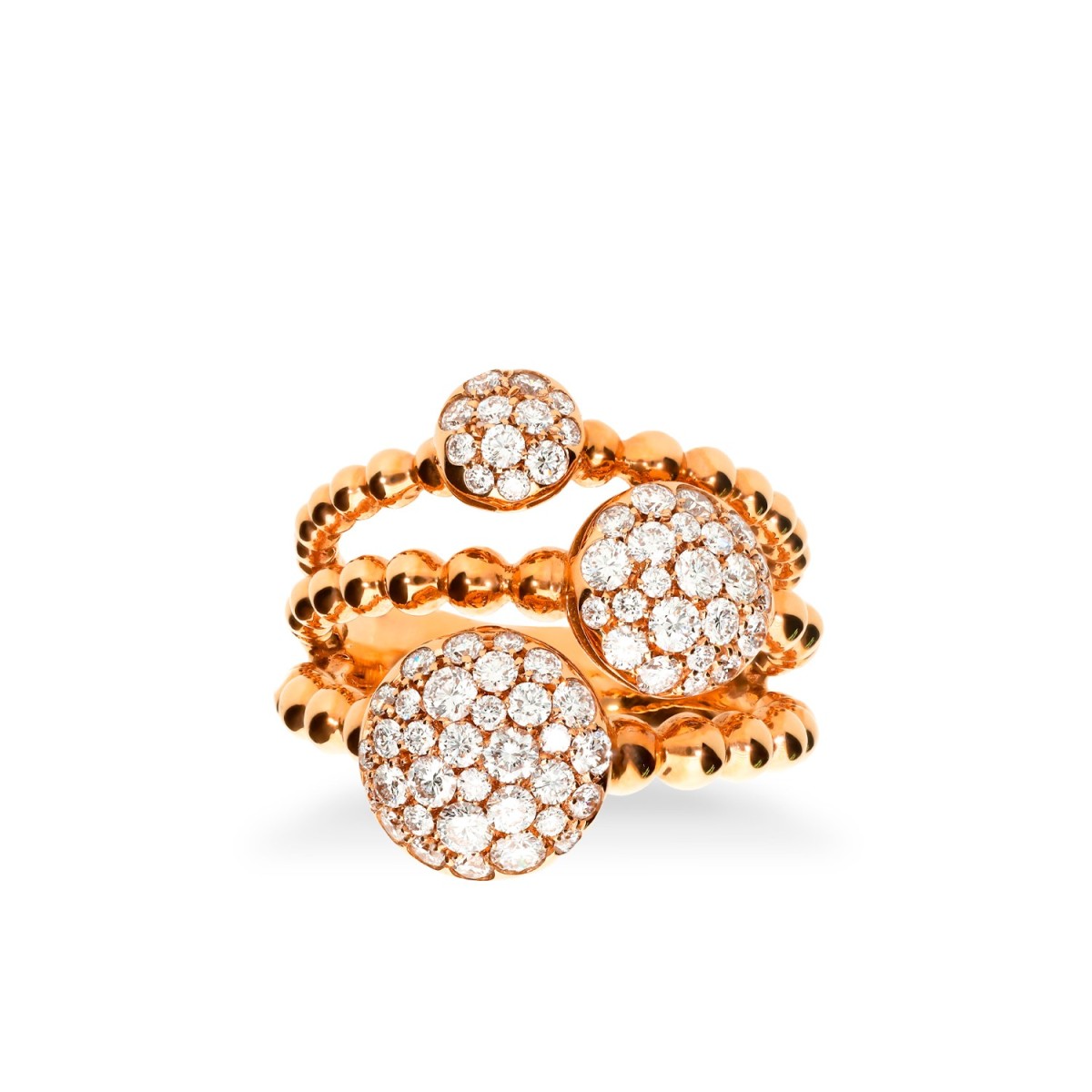 Anillo Hilos con Círculos y Pavé de Diamantes