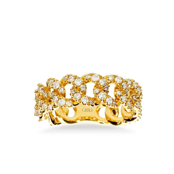Yellow Gold and Diamond Chain Ring