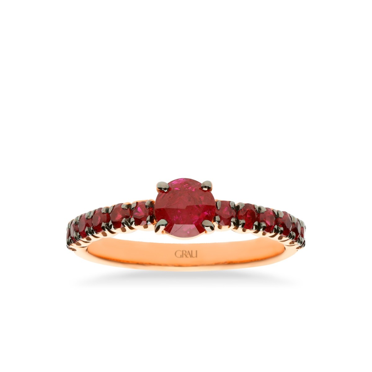 Anillo Oro Rosa Con Rubíes Grau