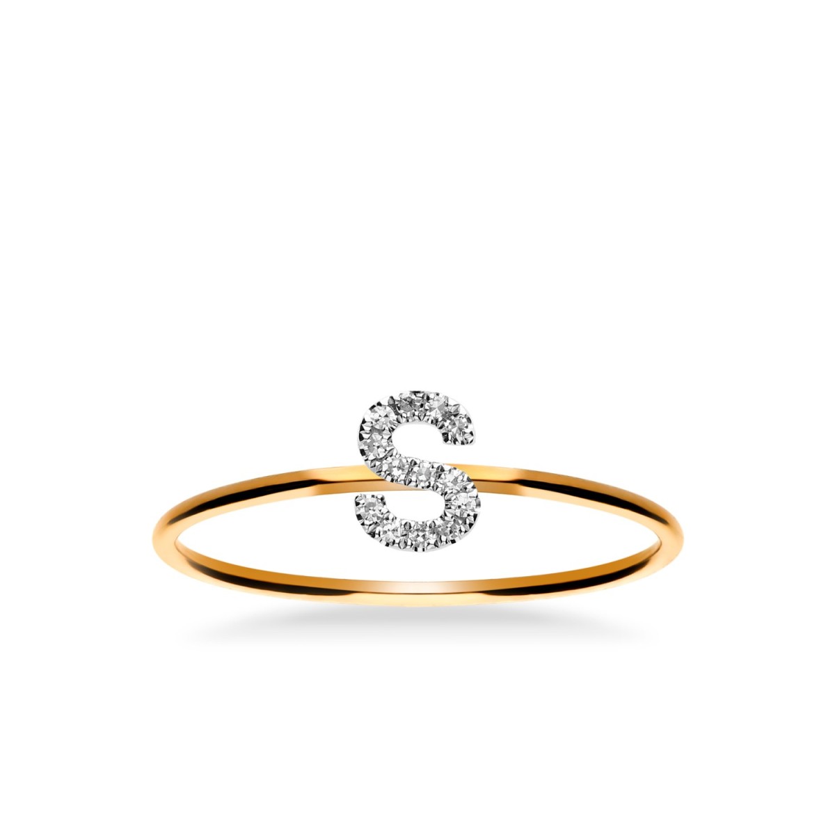 Anillo Oro Rosa Grau Initials Letra S
