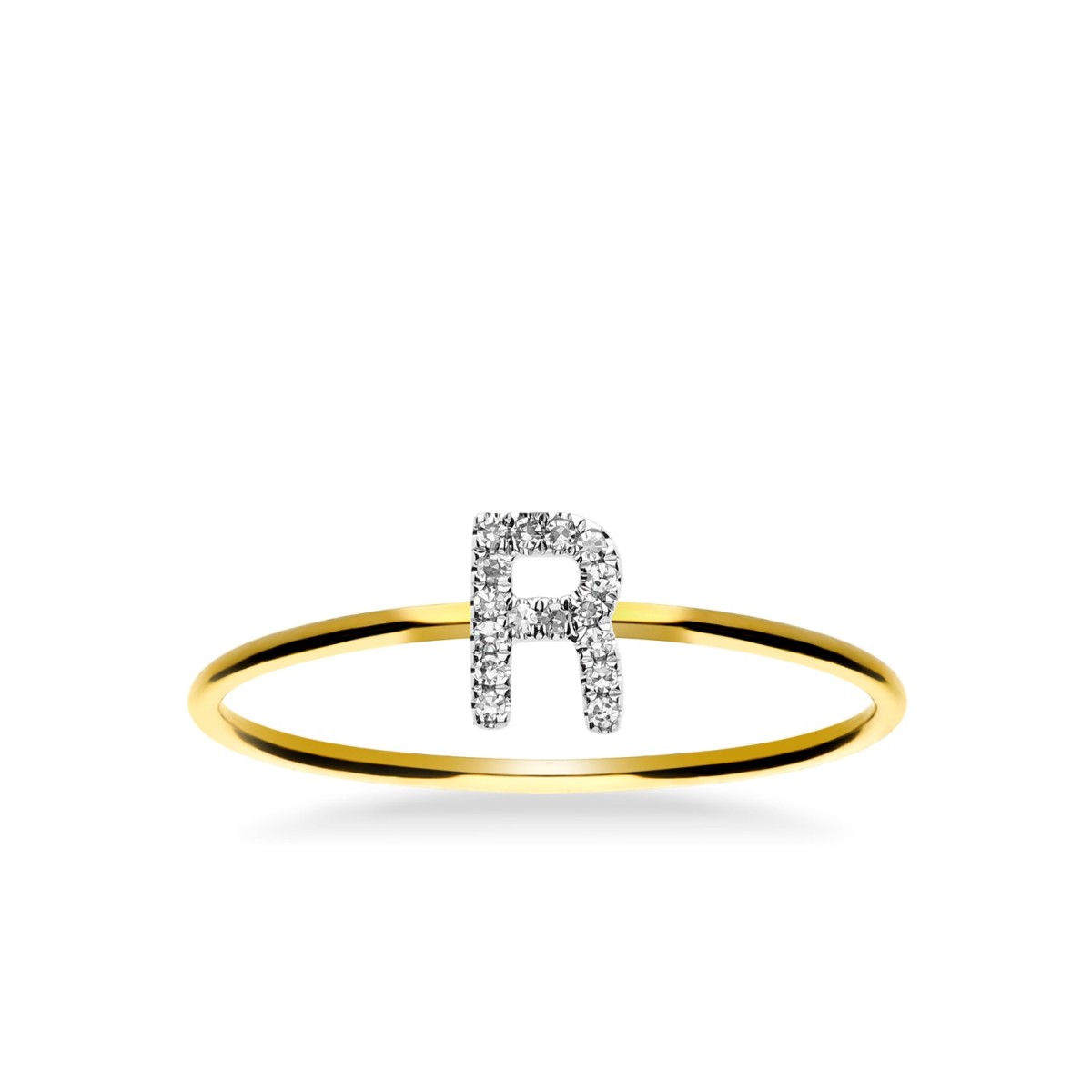 Anillo Oro Amarillo Grau Initials Letra R