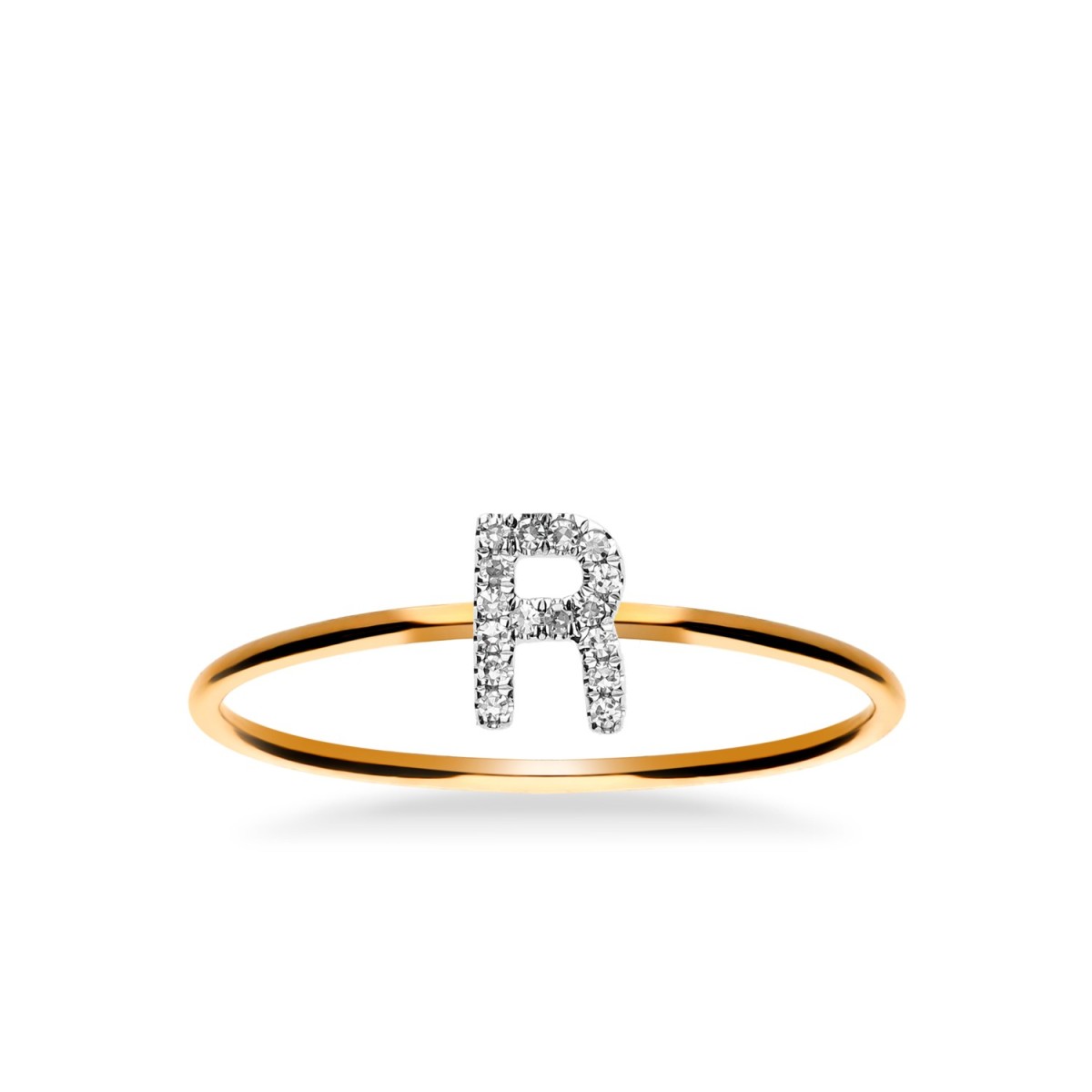 Anillo Oro Rosa Grau Initials Letra R