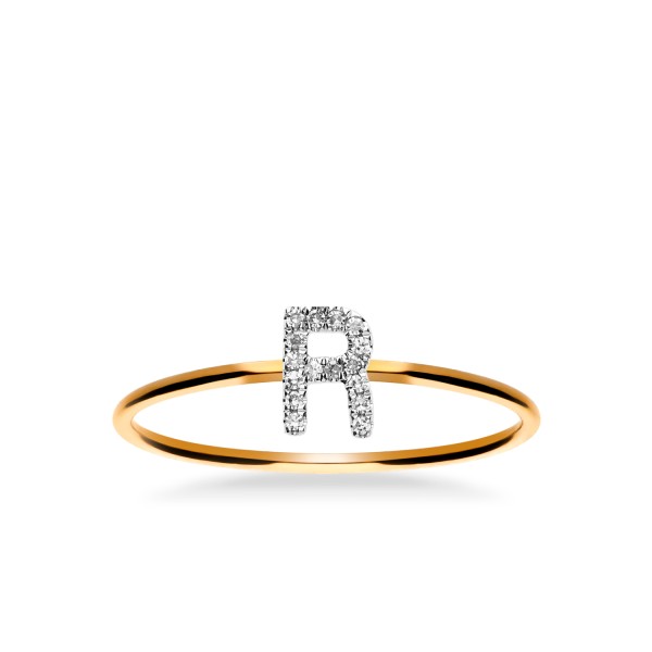 Rose Gold Ring Grau Initials Letter R - Jewelry Online Grau