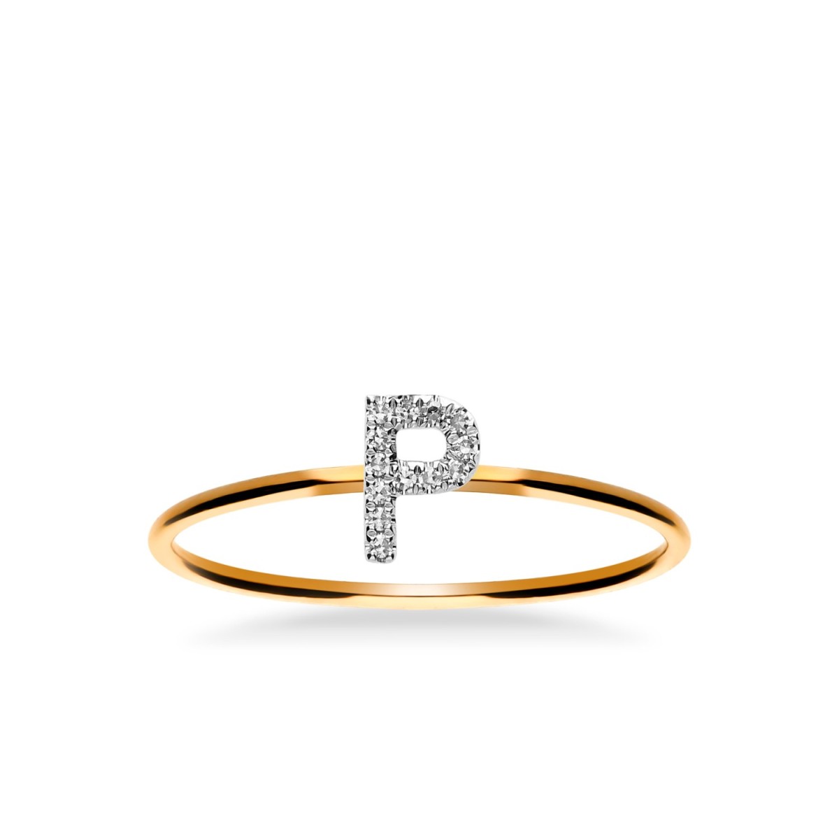 Anillo Oro Rosa Grau Initials Letra P