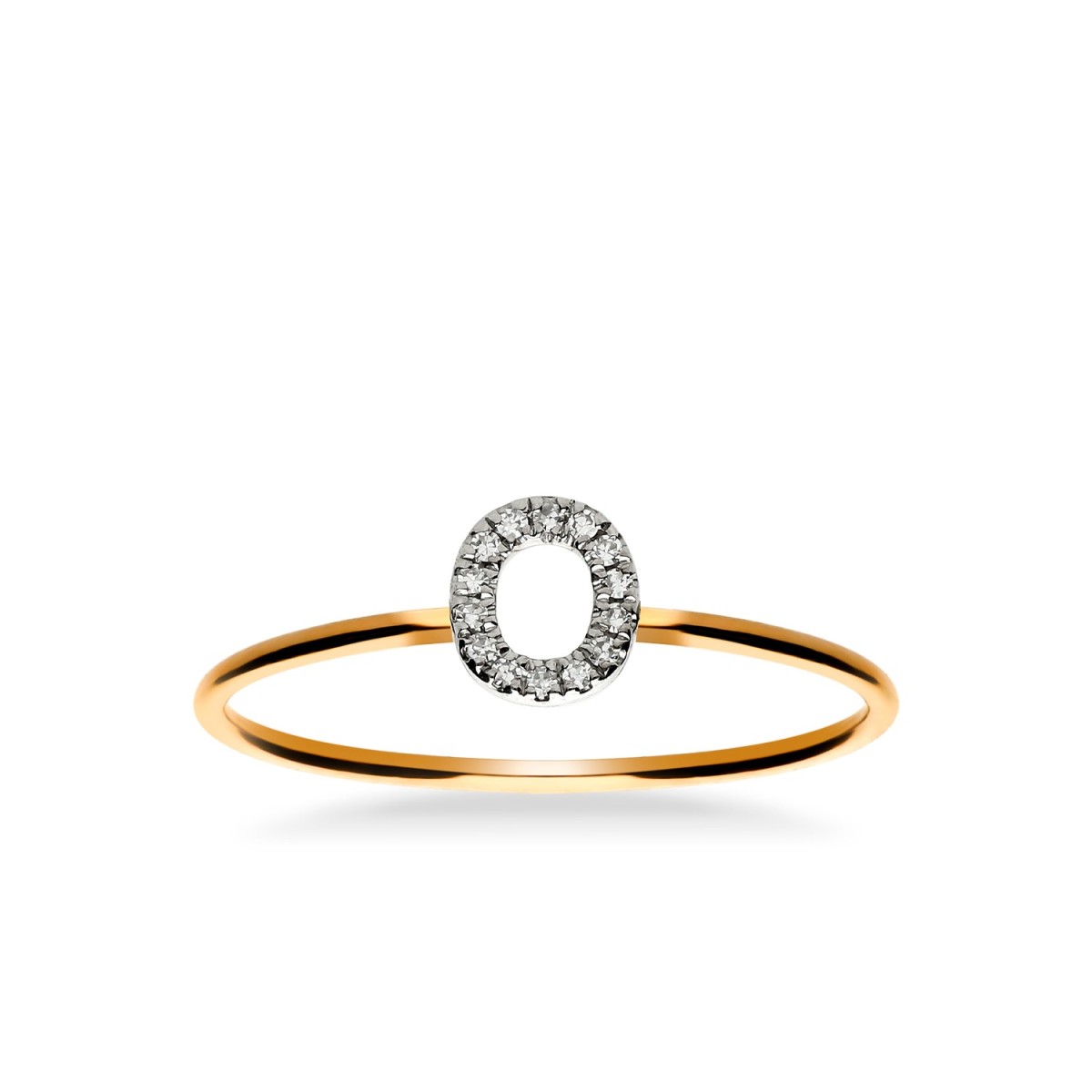 Anillo Oro Rosa Grau Initials Letra O