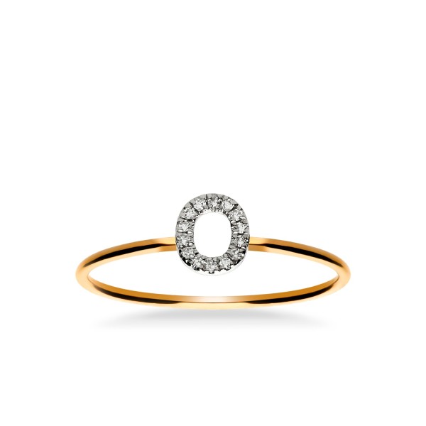 Anillo Oro Rosa Grau Initials Letra O