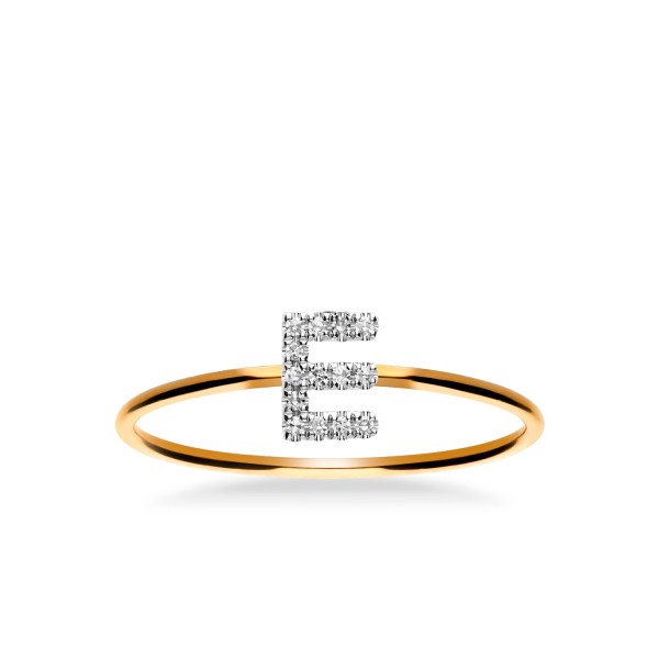 Anillo Grau Initials Letra E Oro Rosa