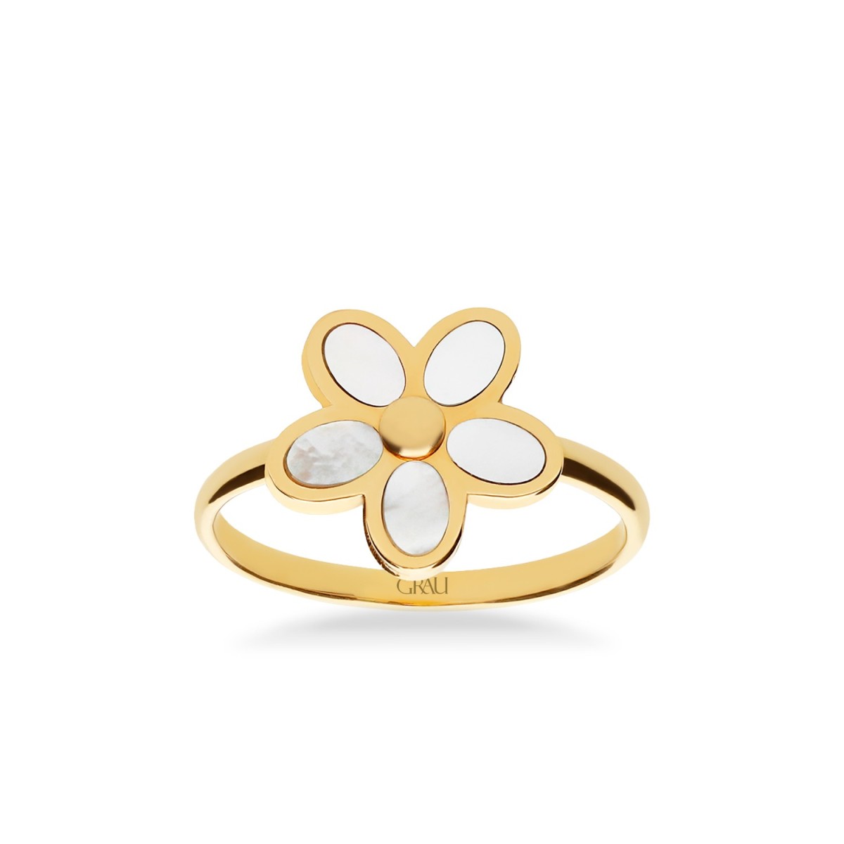 Flower Ring Yellow Gold Mother of Pearl GRAU