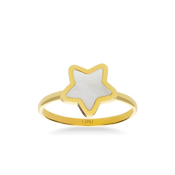 Anillo Estrella Oro Amarillo Madreperla GRAU