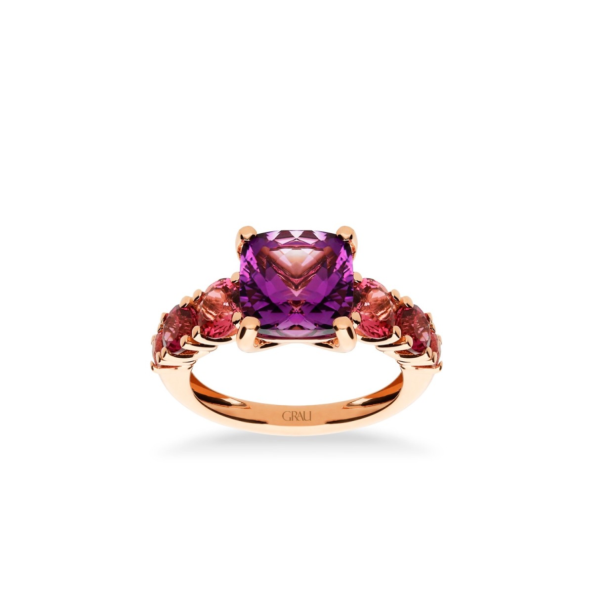 Amethyst and Tourmaline Rose Gold Ring