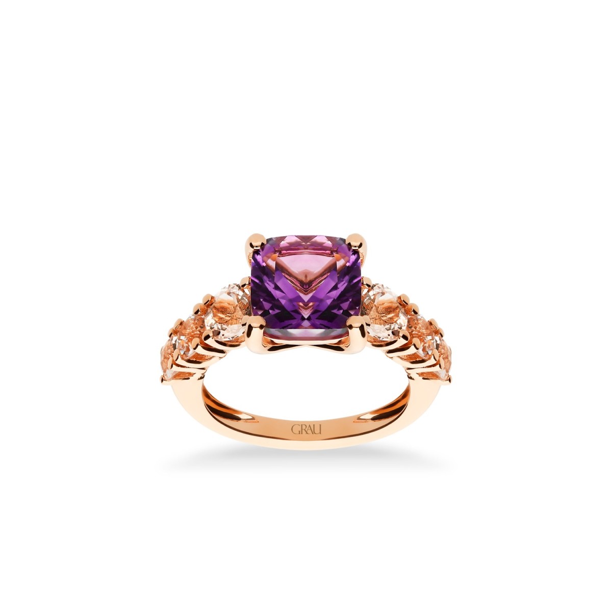 Amethyst and Morganite Rose Gold Ring