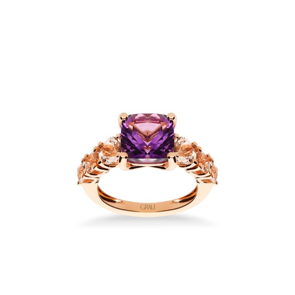 Amethyst and Morganite Rose Gold Ring